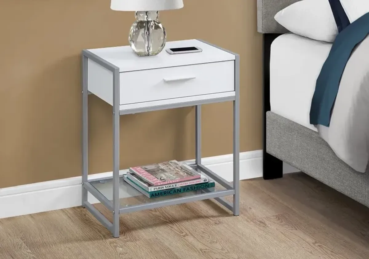 Industrial White One Drawer Accent Table