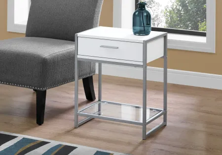 Industrial White One Drawer Accent Table