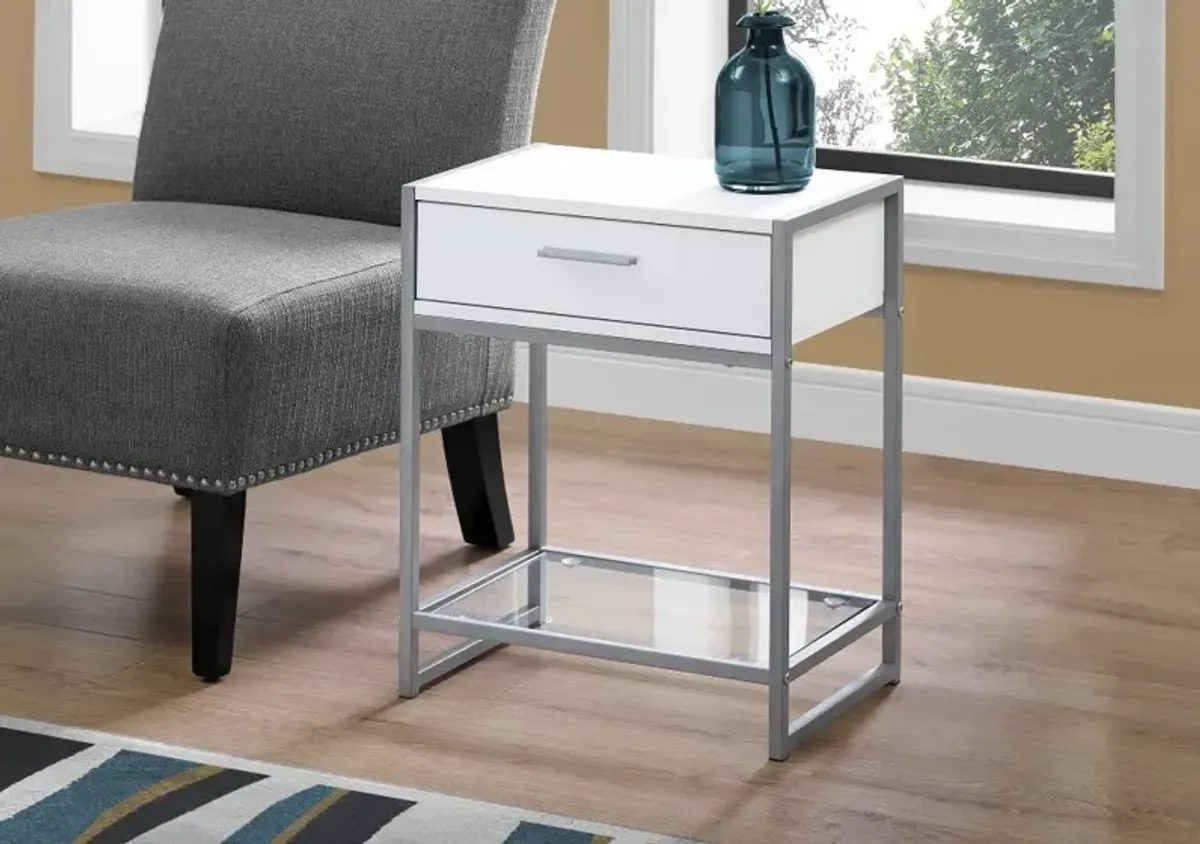 Industrial White One Drawer Accent Table