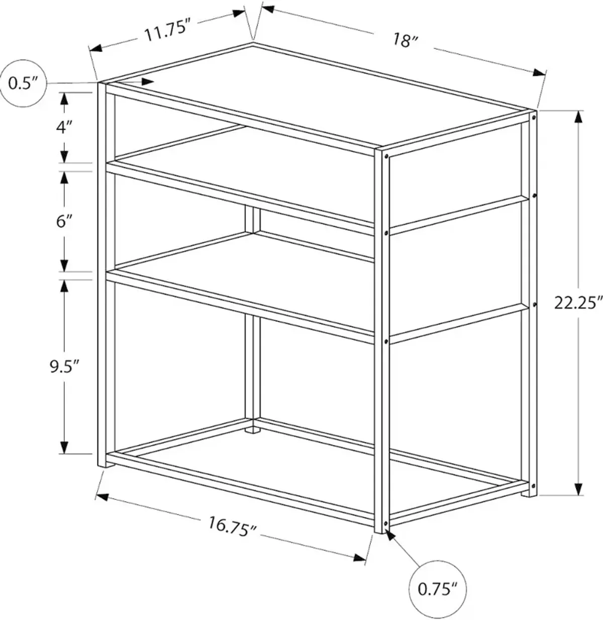 Industrial Taupe Two Shelf Accent Table