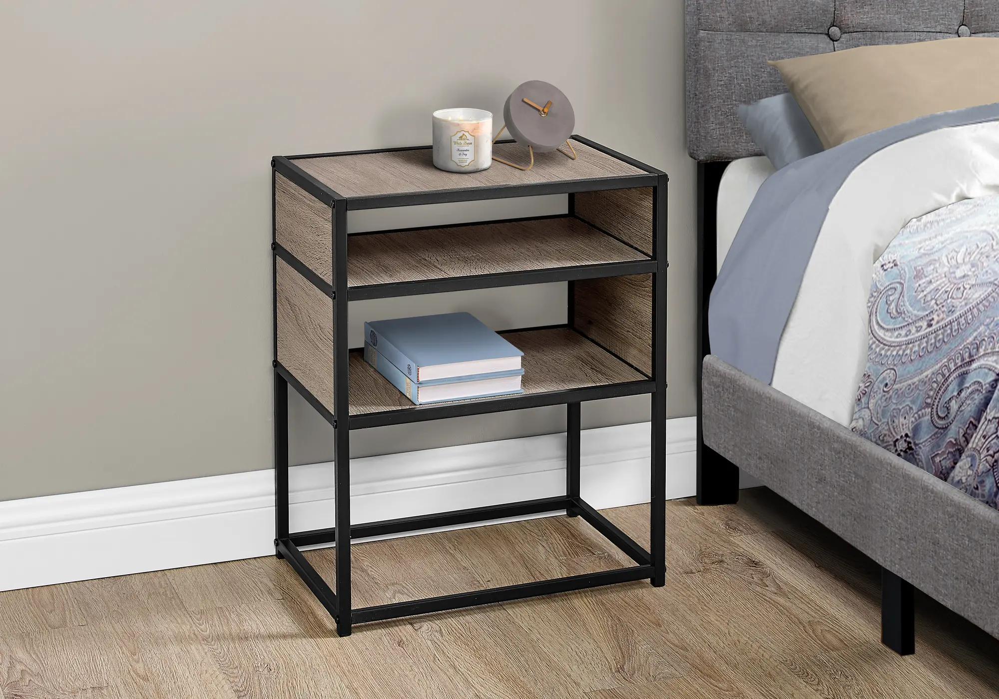 Industrial Taupe Two Shelf Accent Table