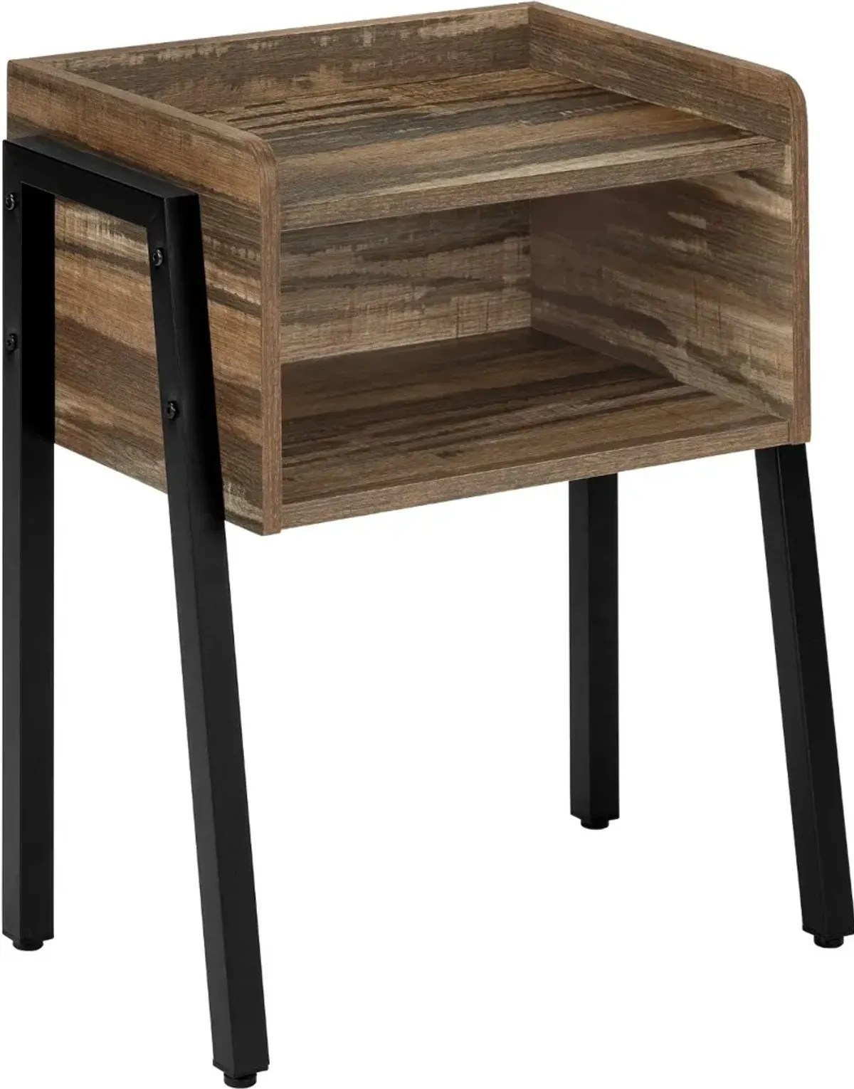 Industrial Brown Reclaimed Wood Storage Cubby Accent Table