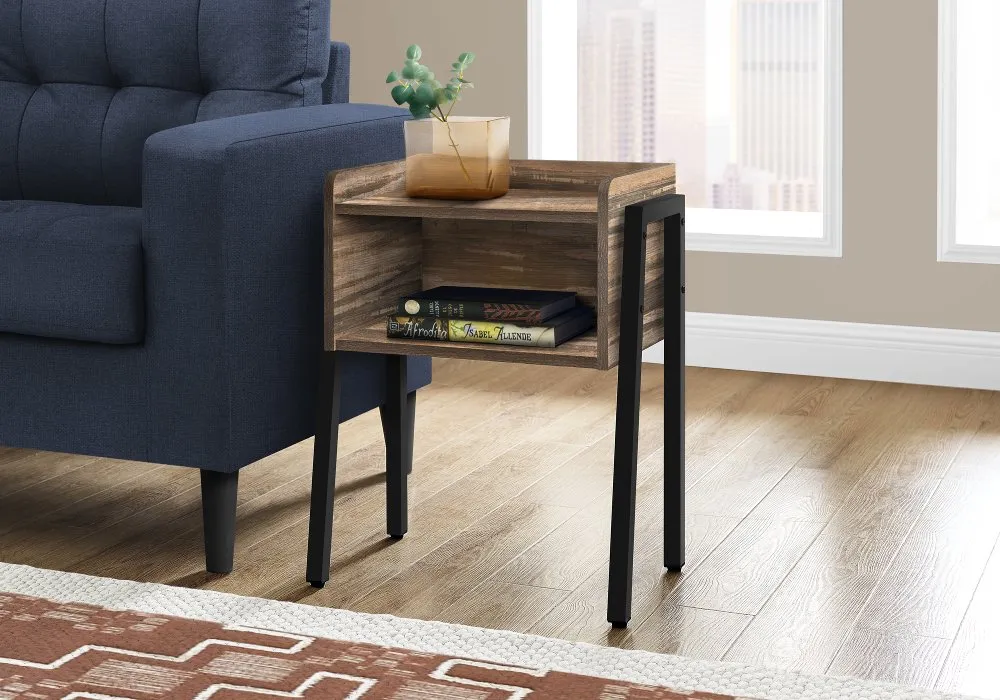 Industrial Brown Reclaimed Wood Storage Cubby Accent Table