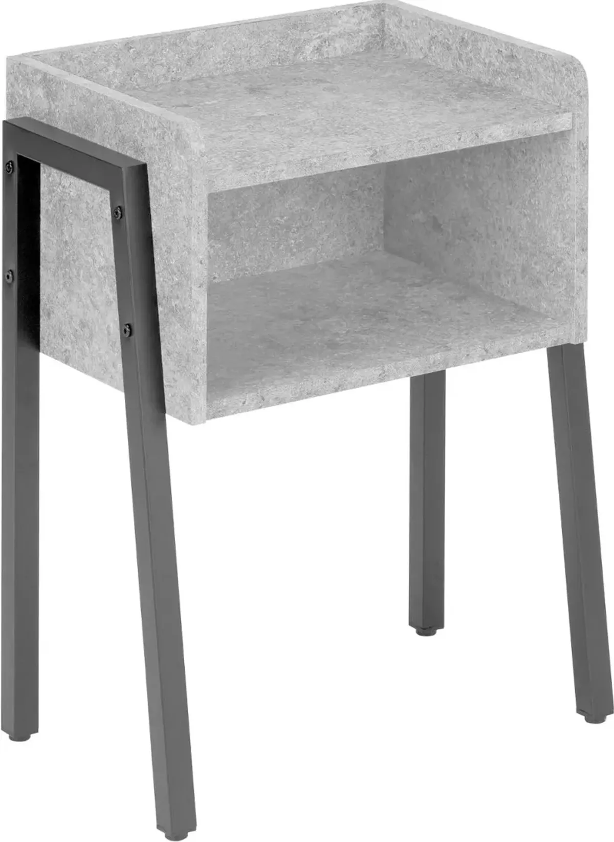 Industrial Grey Stone-Look Storage Cubby Accent Table