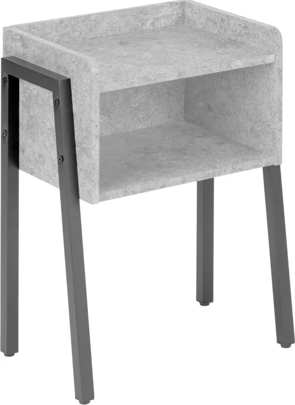 Industrial Grey Stone-Look Storage Cubby Accent Table
