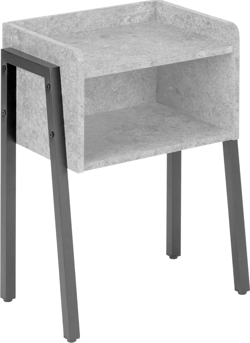 Industrial Grey Stone-Look Storage Cubby Accent Table