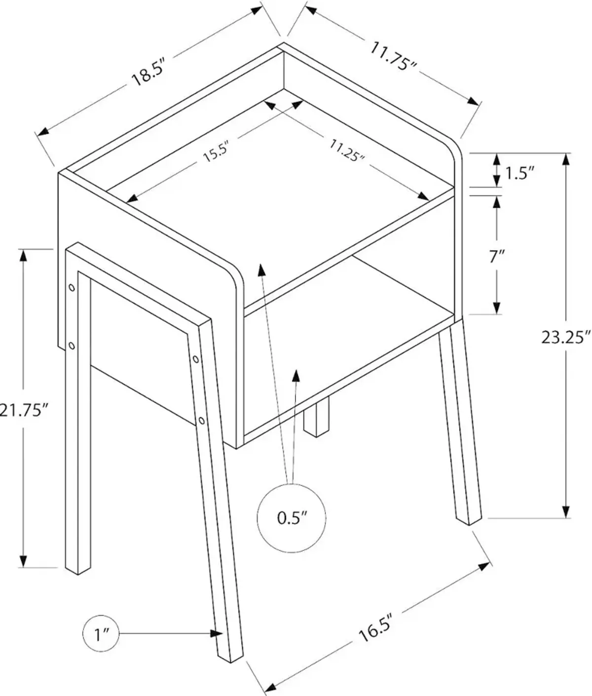 Industrial Grey Stone-Look Storage Cubby Accent Table