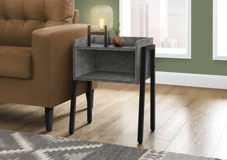 Industrial Grey Stone-Look Storage Cubby Accent Table