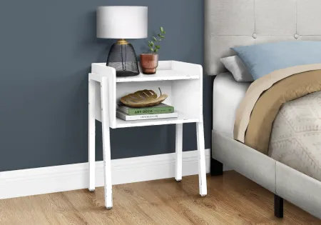 Industrial White Storage Cubby Accent Table