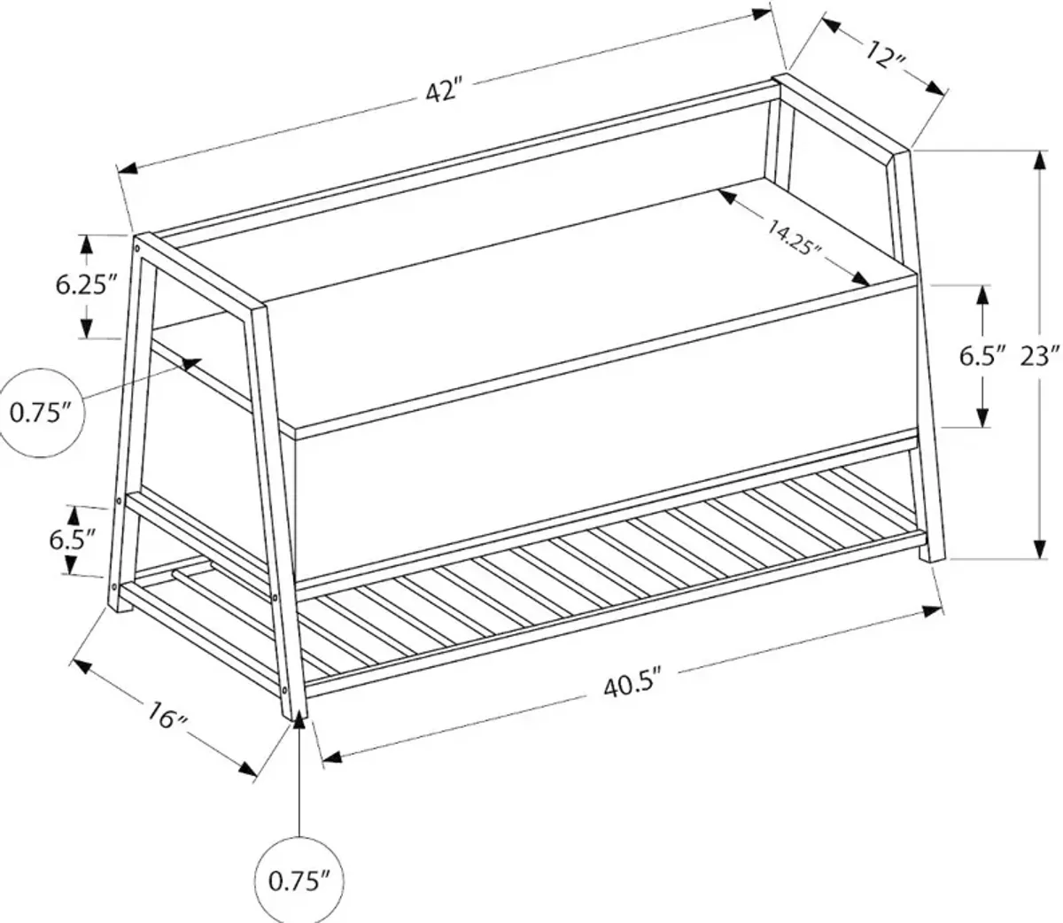 Industrial Grey Storage Bench