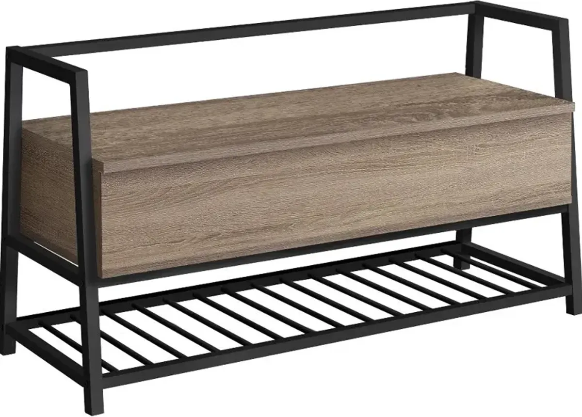 Industrial Taupe Storage Bench