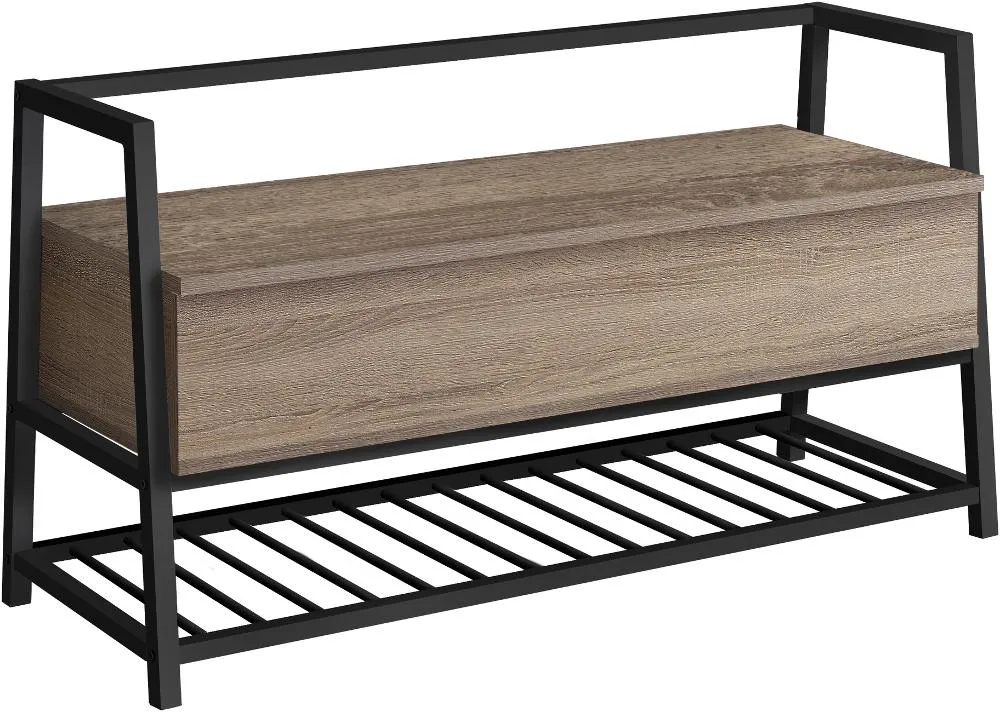 Industrial Taupe Storage Bench