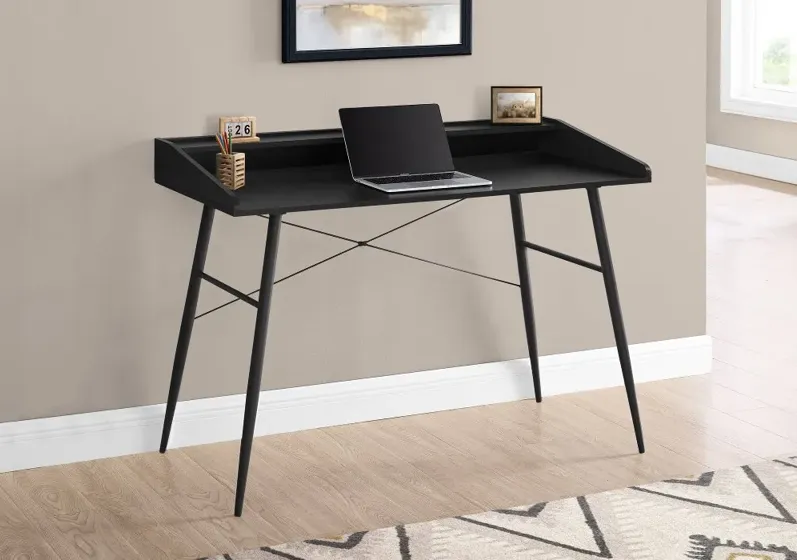 Mid-Century Modern 48 Inch Black Computer Desk