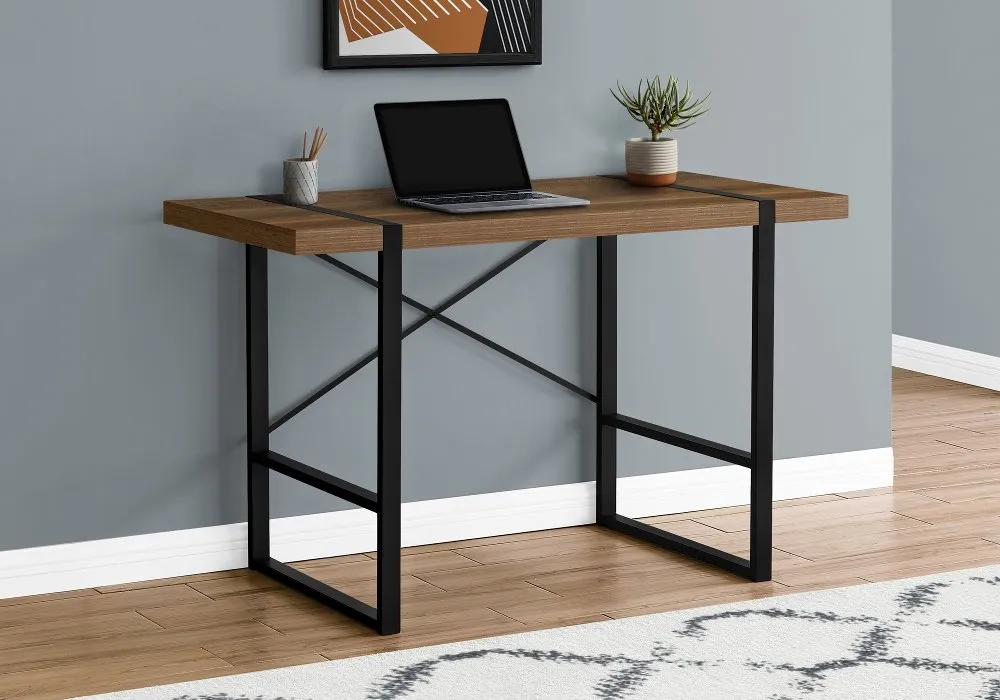 Industrial 48 Inch Walnut Computer Desk