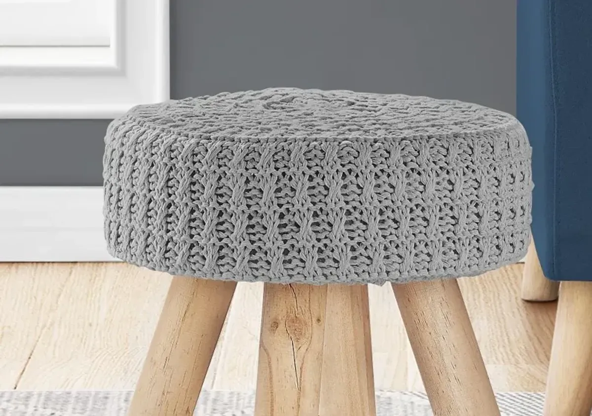 Contemporary Grey Knit Ottoman