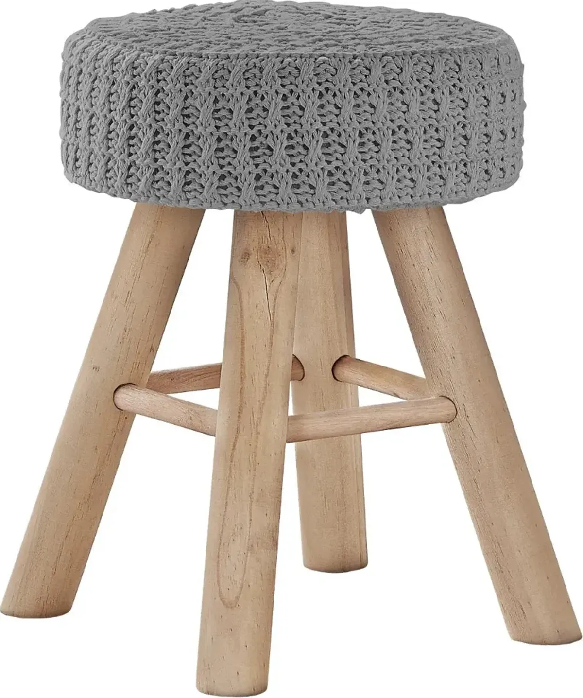 Contemporary Grey Knit Ottoman