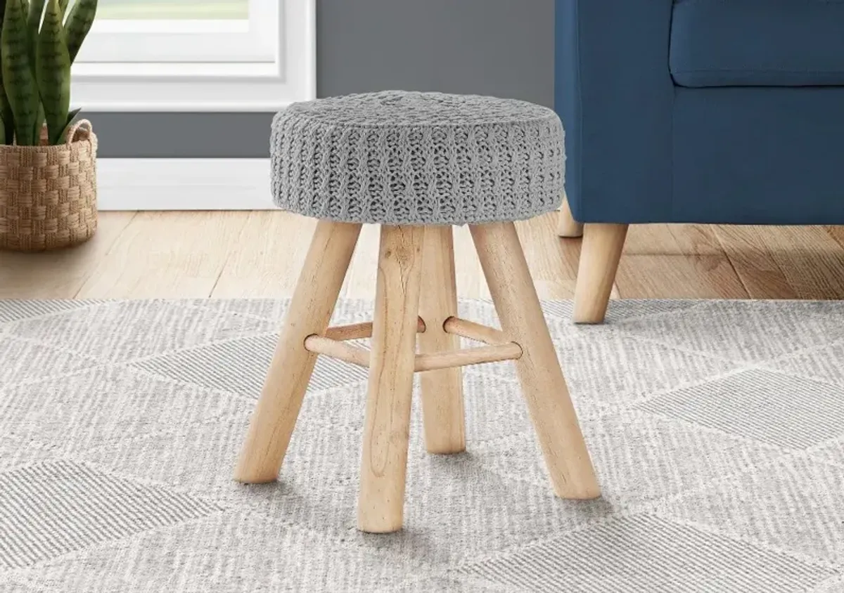 Contemporary Grey Knit Ottoman