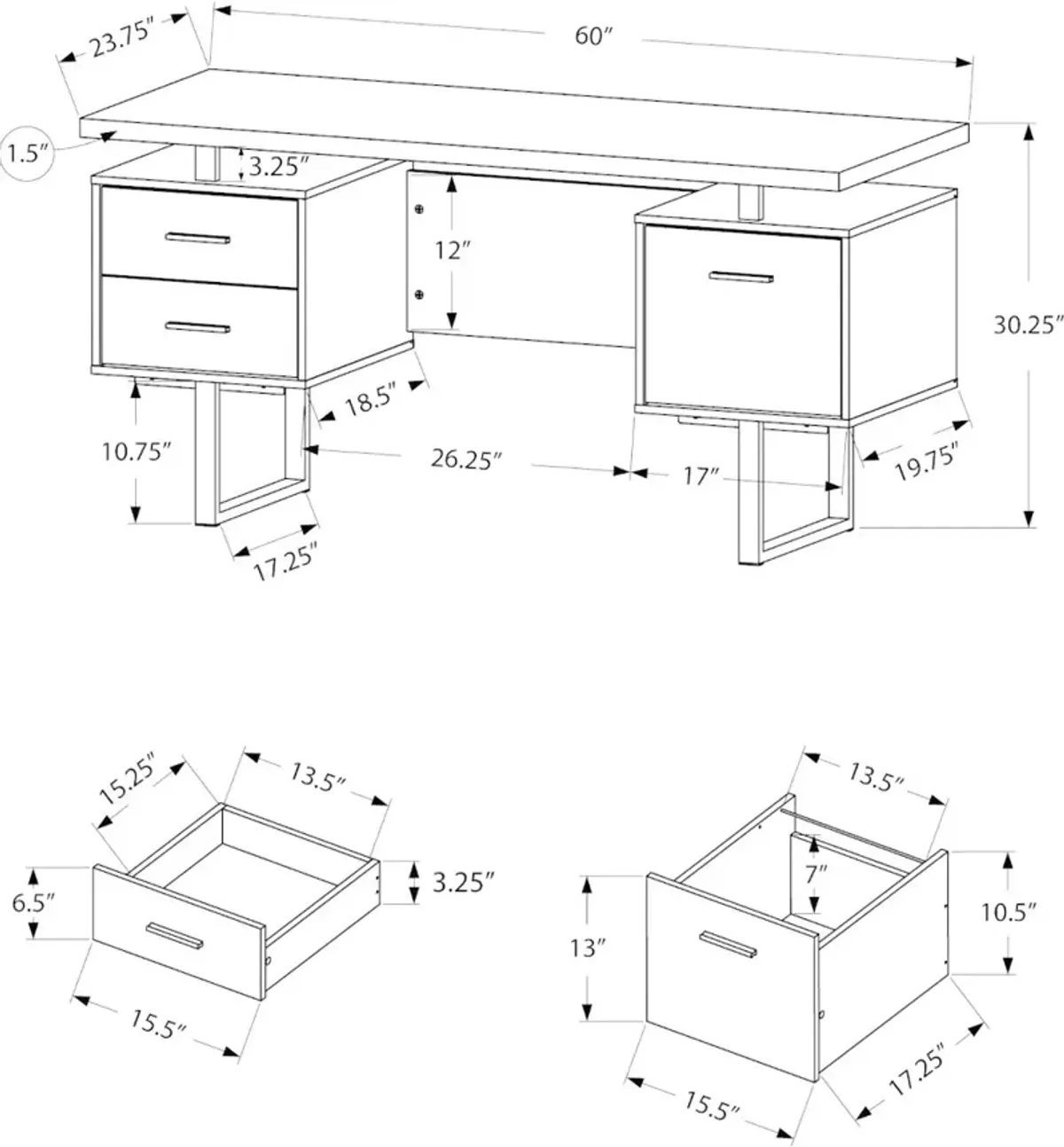 Industrial 60 Inch Natural Computer Desk