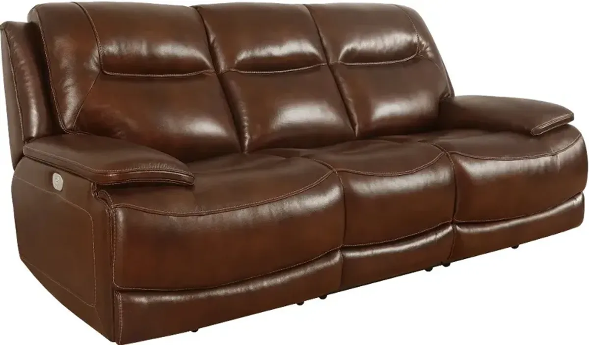Colossus Brown Leather Power Reclining Sofa