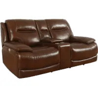 Colossus Brown Power Reclining Console Loveseat