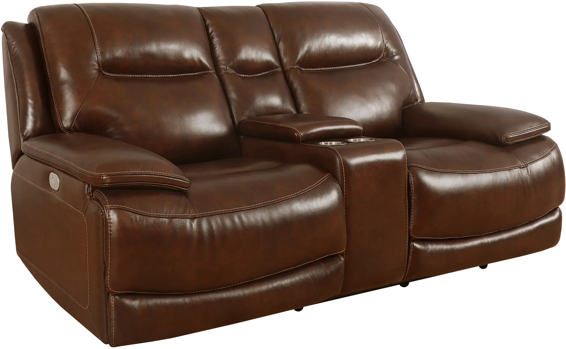 Colossus Brown Power Reclining Console Loveseat