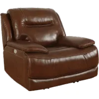 Colossus Brown Leather Power Recliner