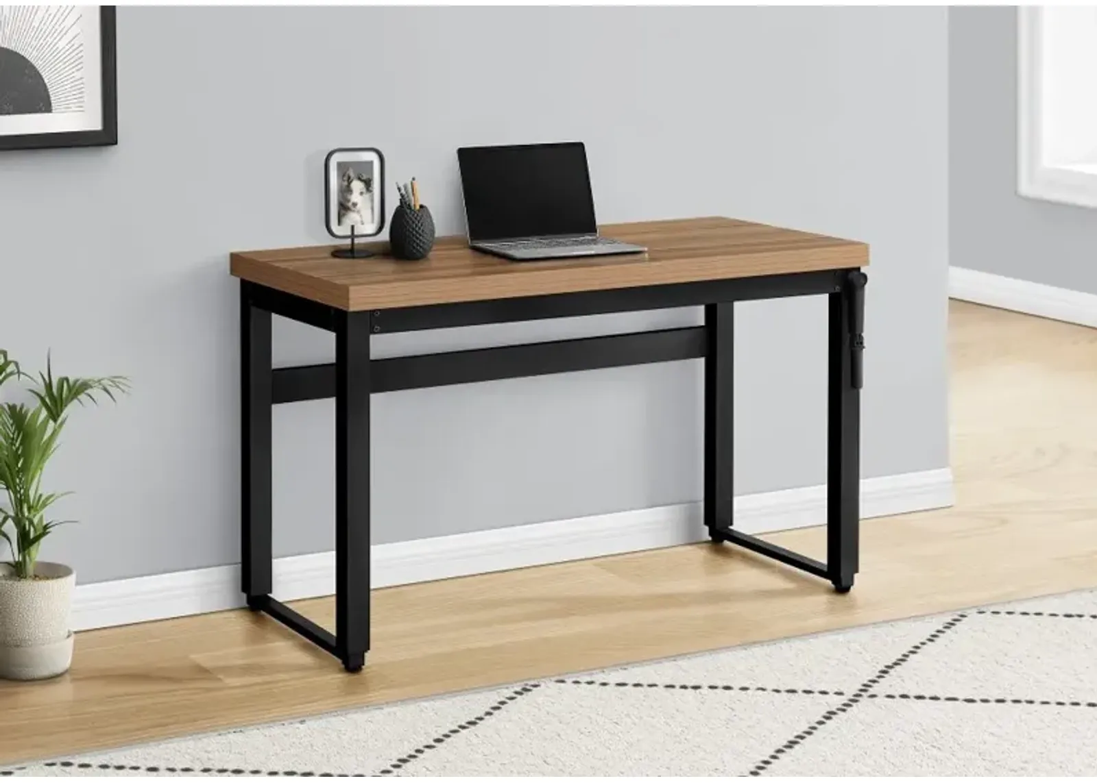 Contemporary 48 Inch Reclaimed Wood Adjustable Height Computer Desk