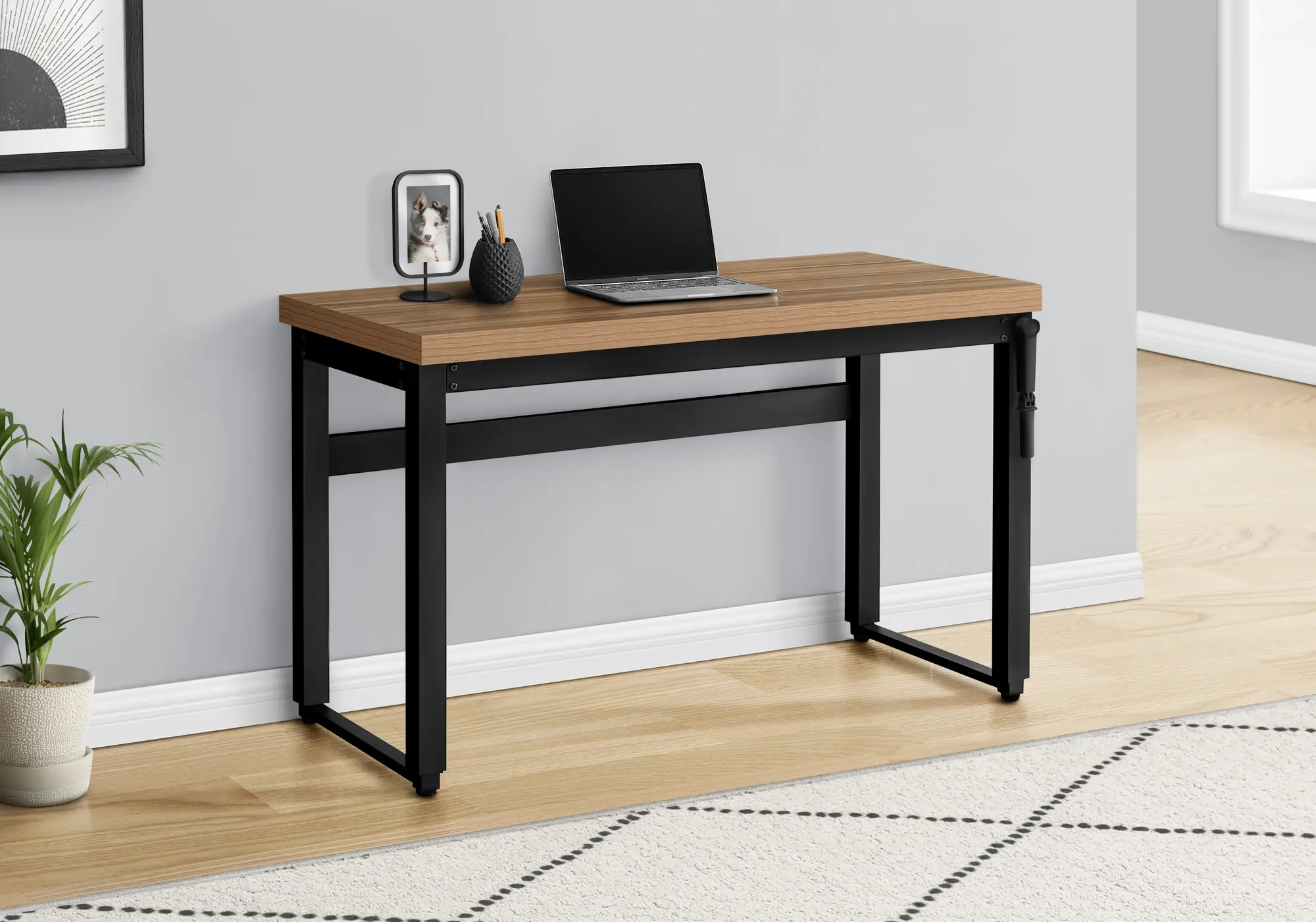 Contemporary 48 Inch Reclaimed Wood Adjustable Height Computer Desk