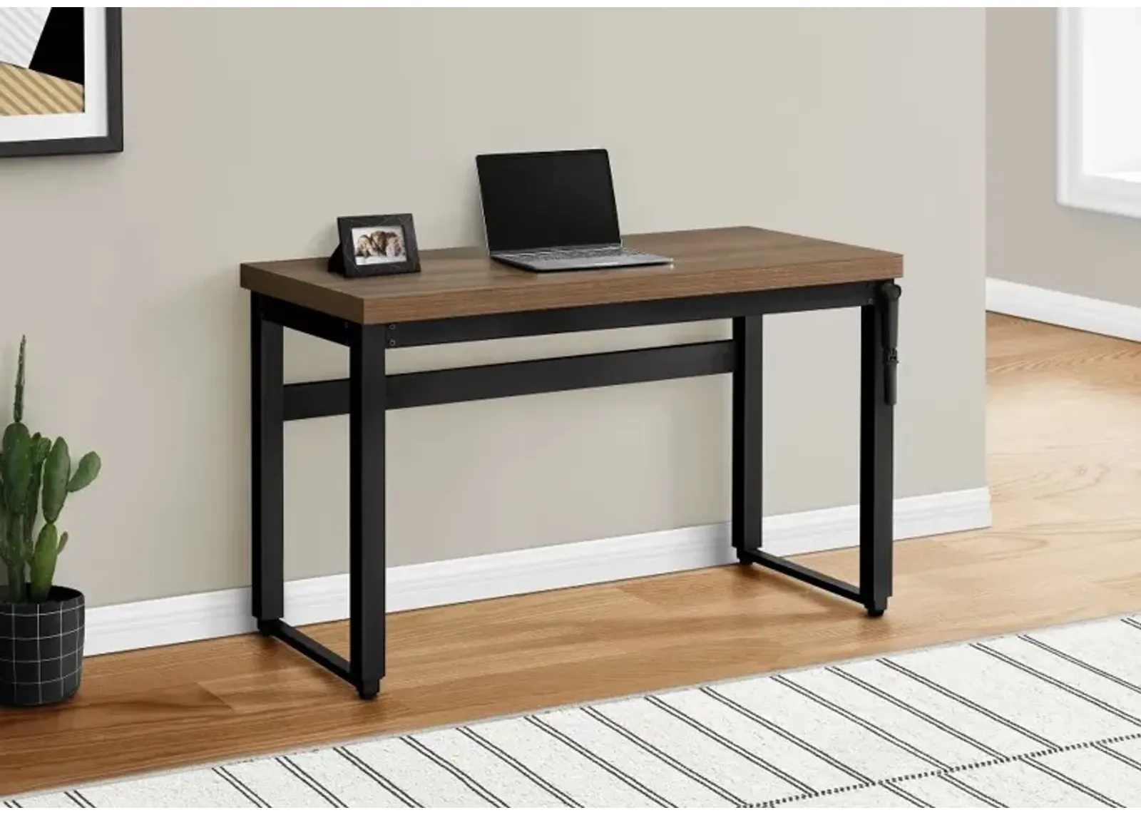 Contemporary 48 Inch Walnut Adjustable Height Computer Desk