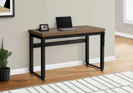 Contemporary 48 Inch Walnut Adjustable Height Computer Desk