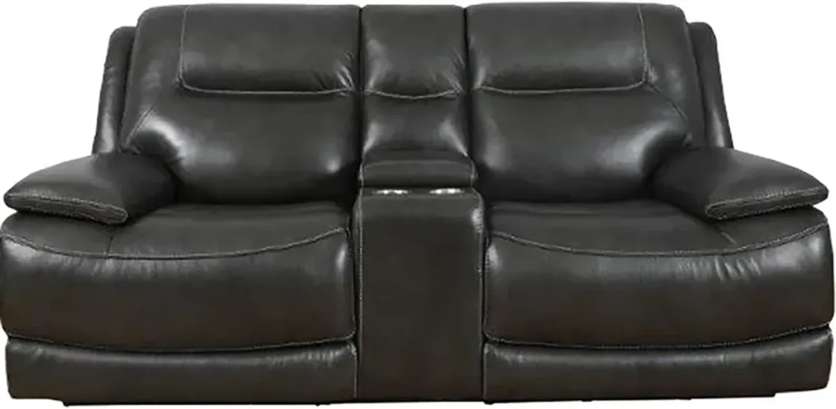 Colossus Dark Gray Power Reclining Console Loveseat