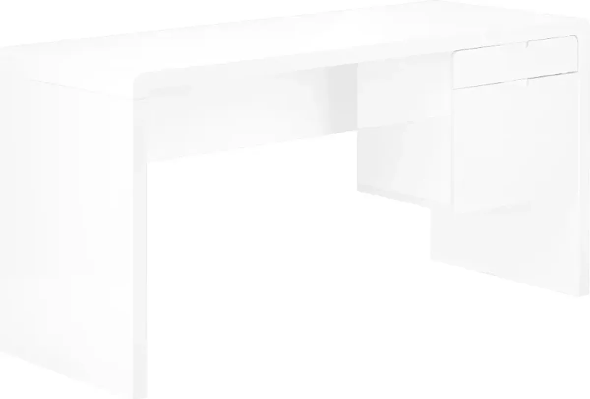 Modern 60 Inch Glossy White Computer Desk