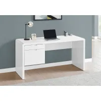 Modern 60 Inch Glossy White Computer Desk