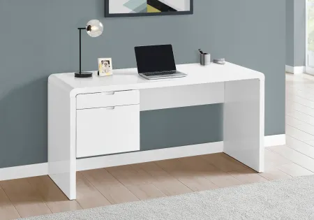 Modern 60 Inch Glossy White Computer Desk