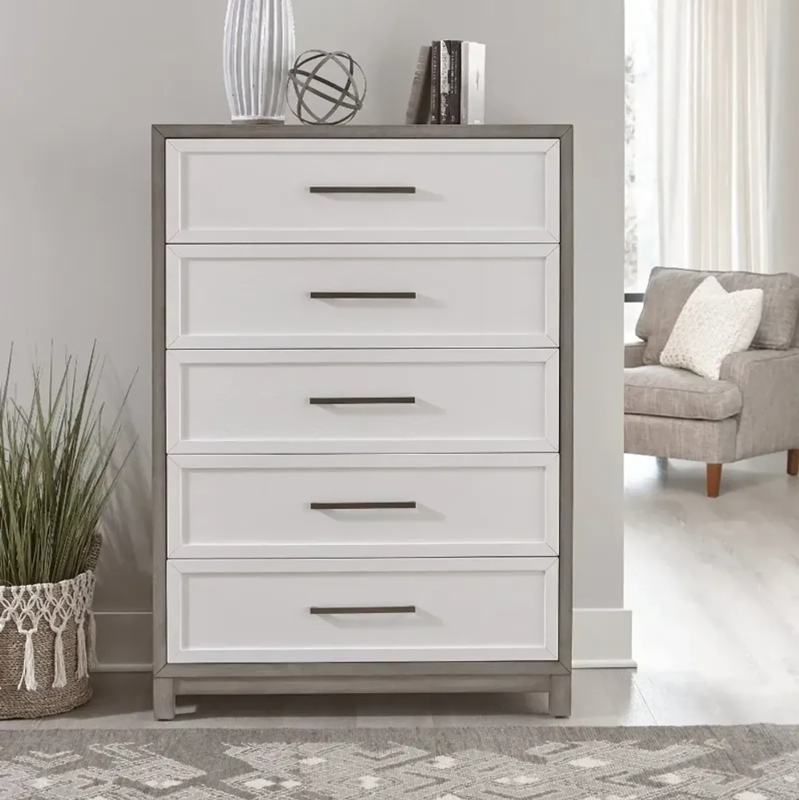 Palmetto Heights White and Gray Chest of Drawers