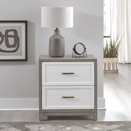 Palmetto Heights White and Gray Nightstand