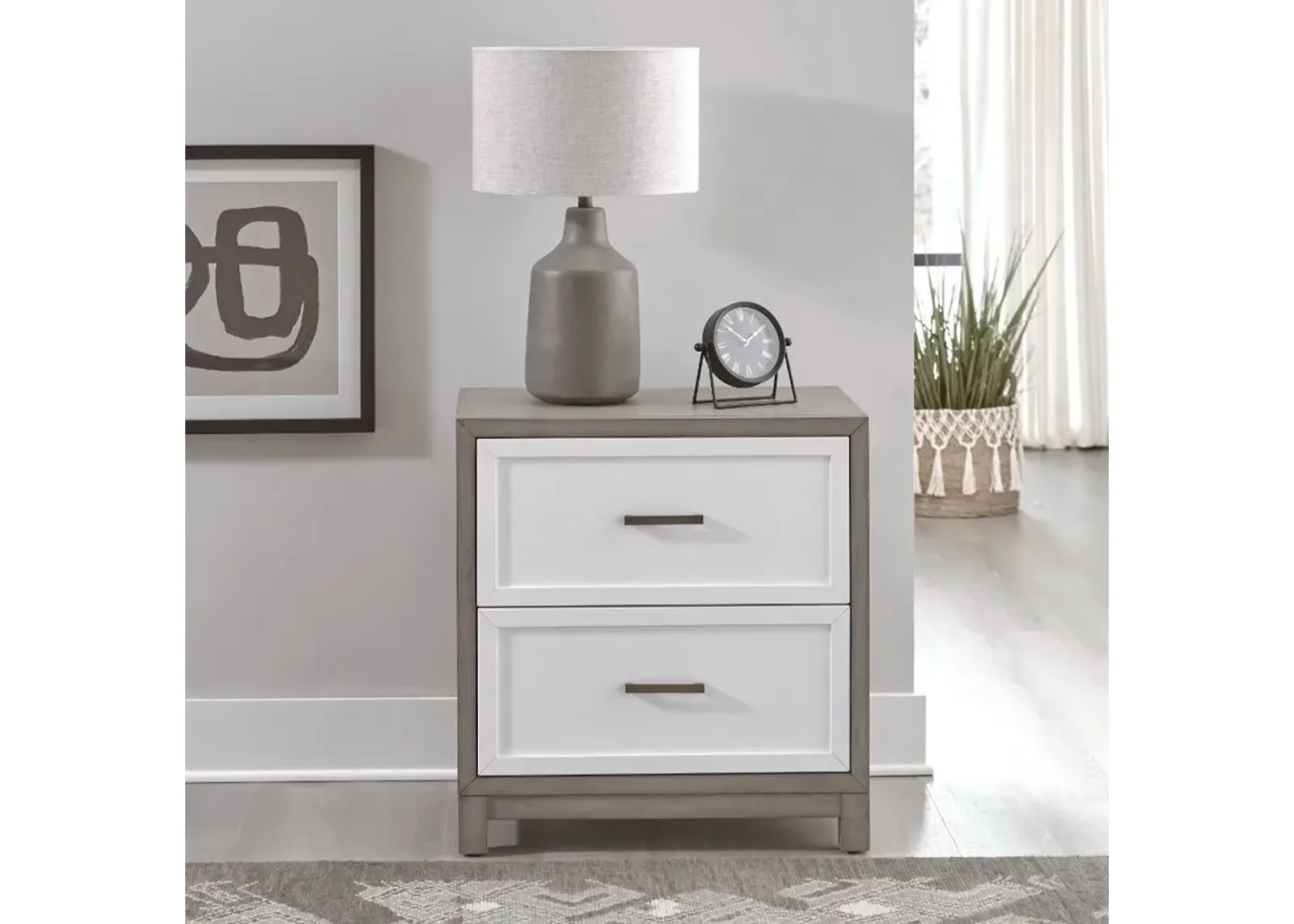 Palmetto Heights White and Gray Nightstand