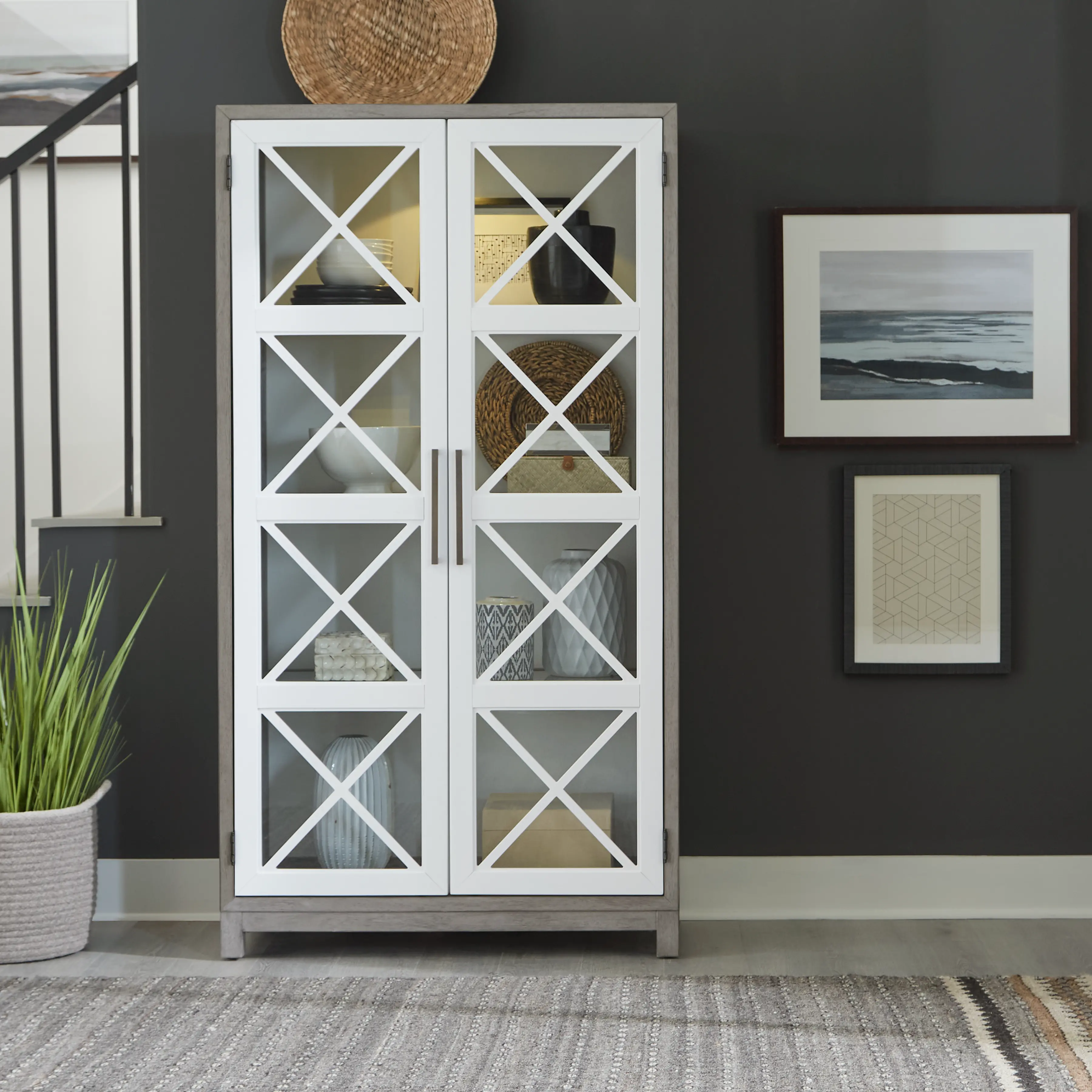 Palmetto Heights White and Gray Cabinet