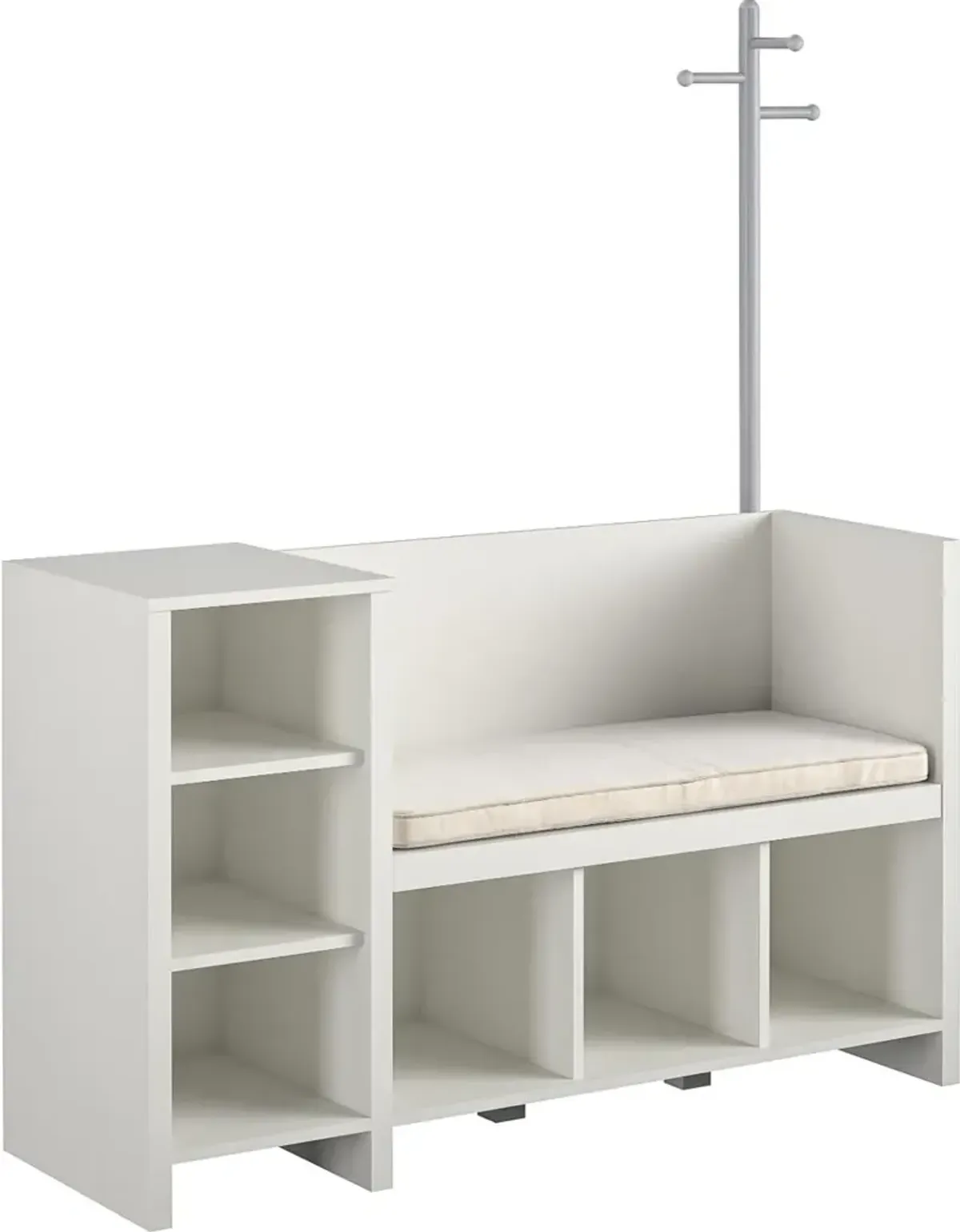 Tyler Kids White Storage Bench and Coat Rack