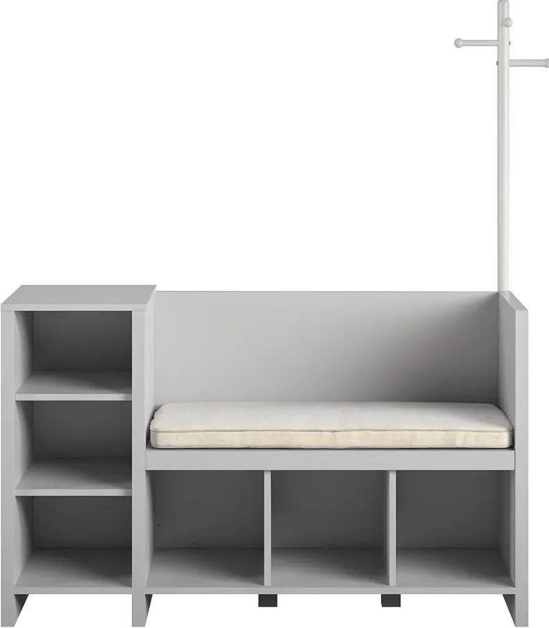 Tyler Kids Dove Gray Storage Bench and Coat Rack