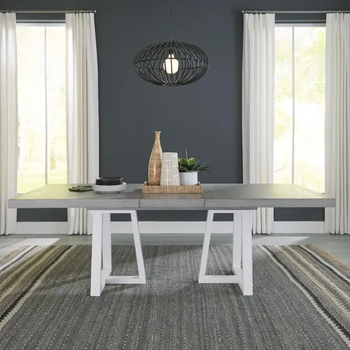 Palmetto Heights Gray and White Dining Table