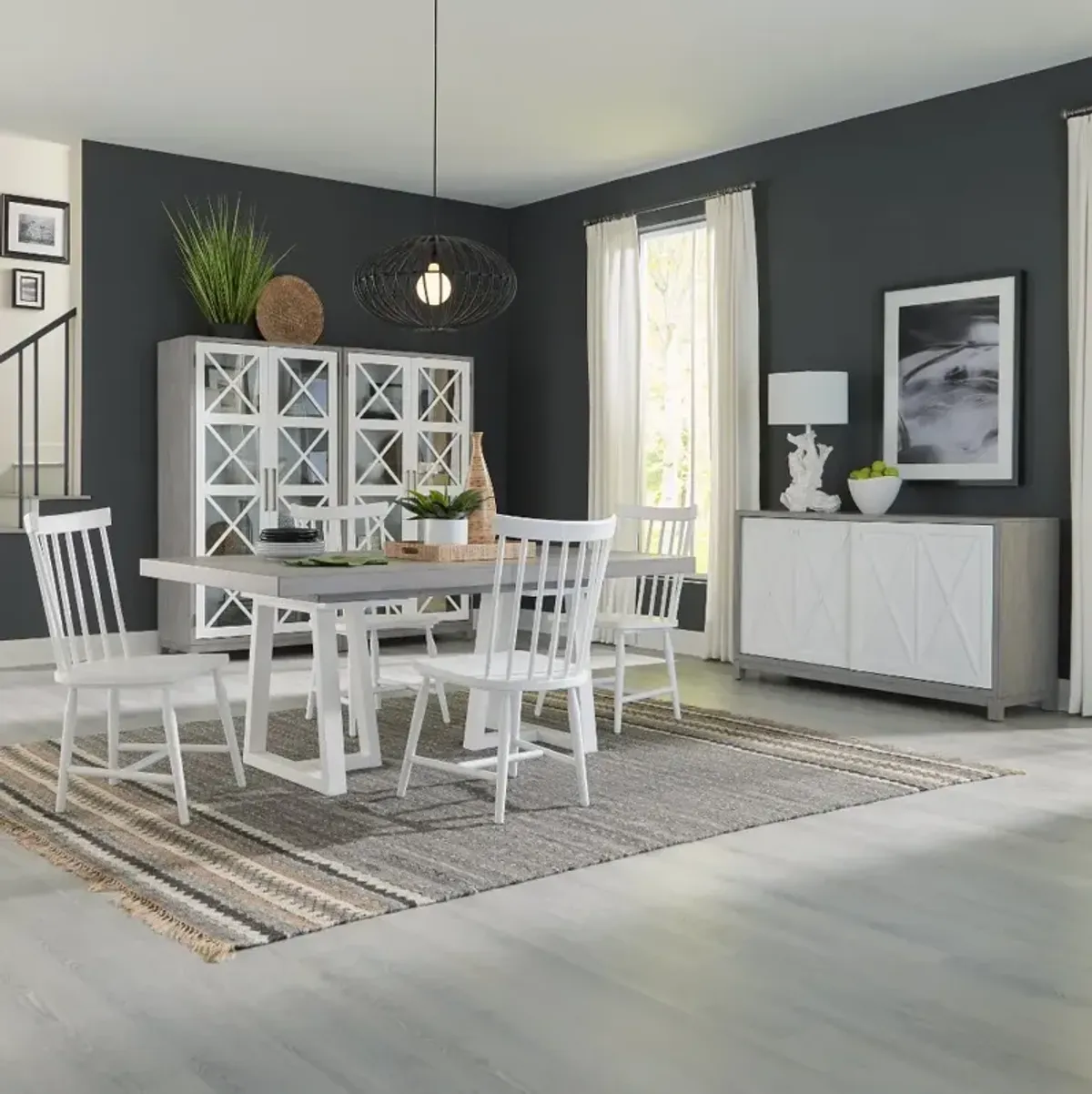 Palmetto Heights White and Gray 5 Piece Dining Set