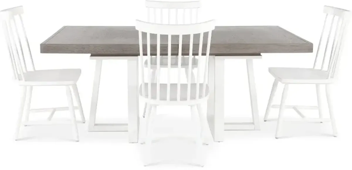 Palmetto Heights White and Gray 5 Piece Dining Set