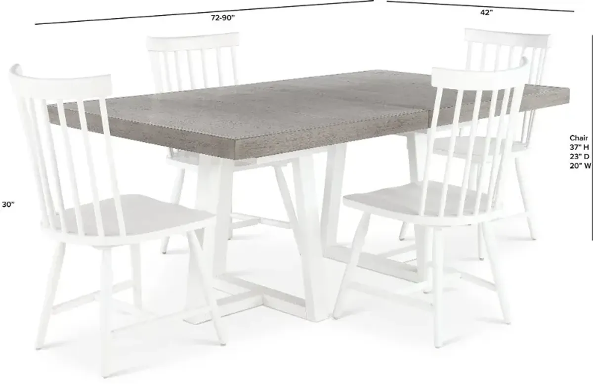 Palmetto Heights White and Gray 5 Piece Dining Set