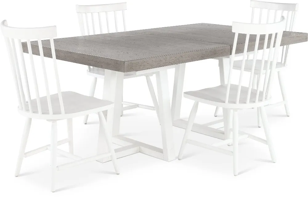 Palmetto Heights White and Gray 5 Piece Dining Set