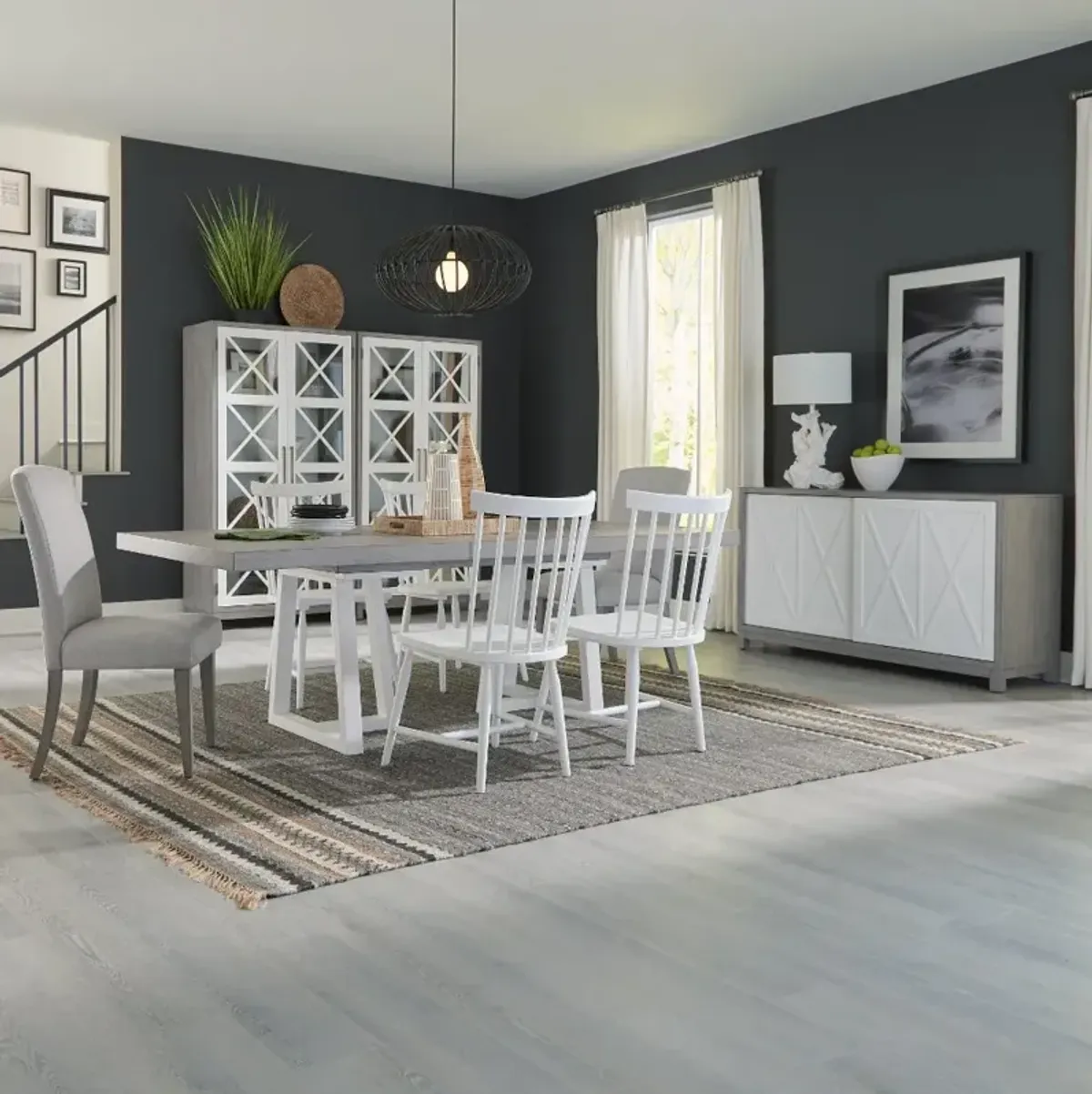 Palmetto Heights White and Gray 7 Piece Dining Set