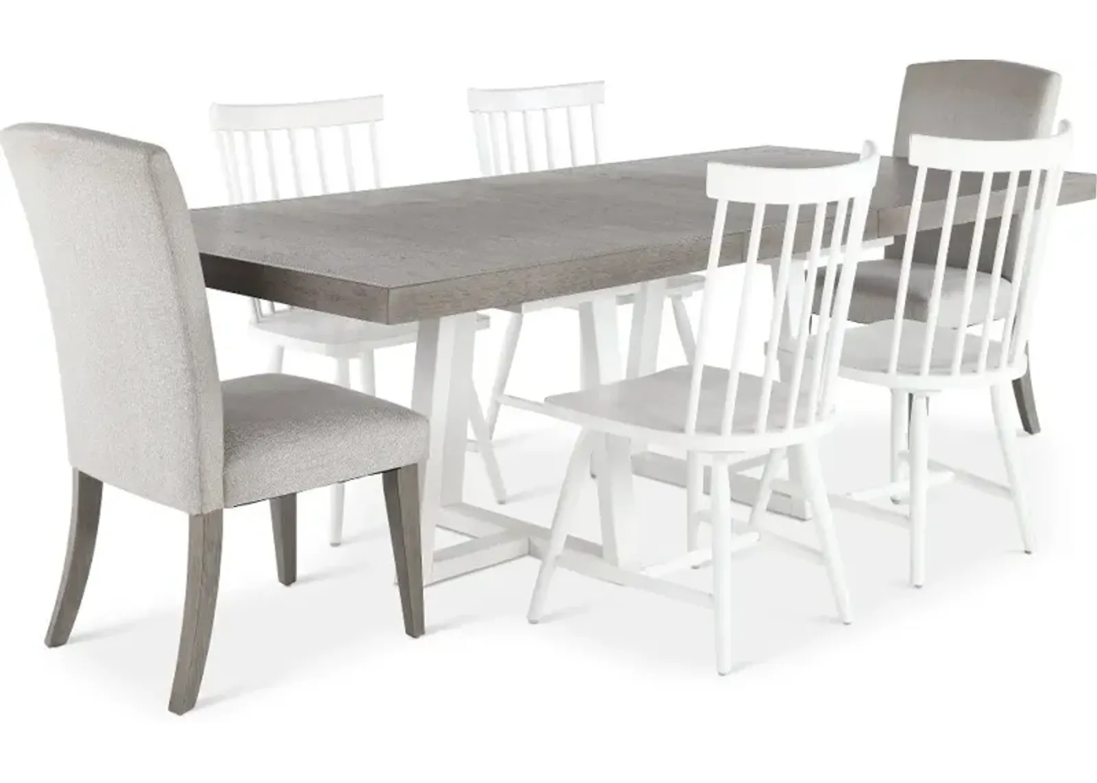 Palmetto Heights White and Gray 7 Piece Dining Set