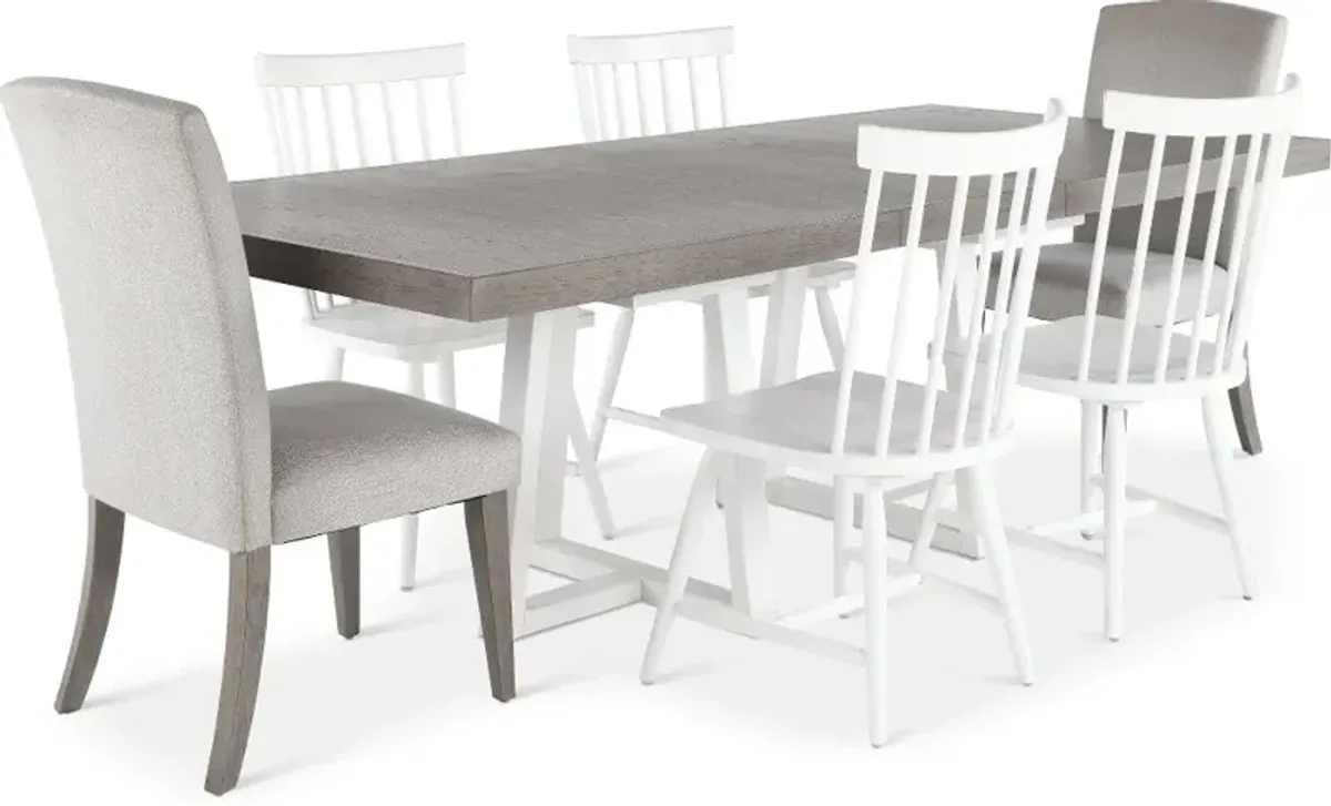 Palmetto Heights White and Gray 7 Piece Dining Set