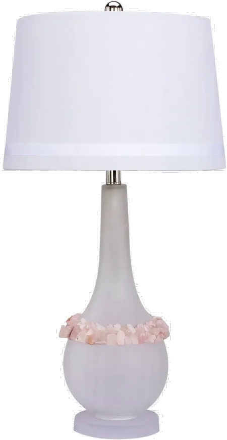 Glass and Pink Stone 3-Way Lamp
