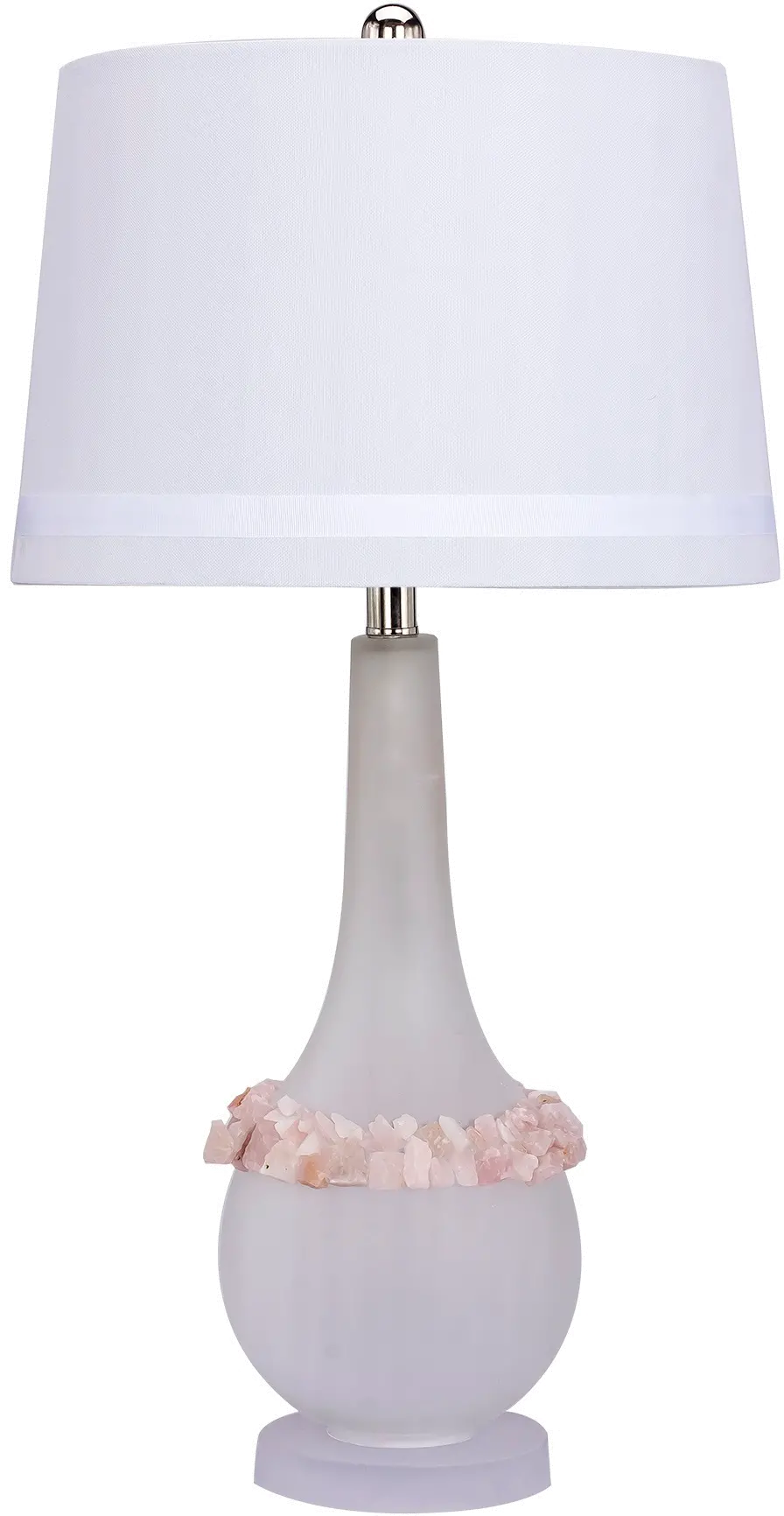 Glass and Pink Stone 3-Way Lamp